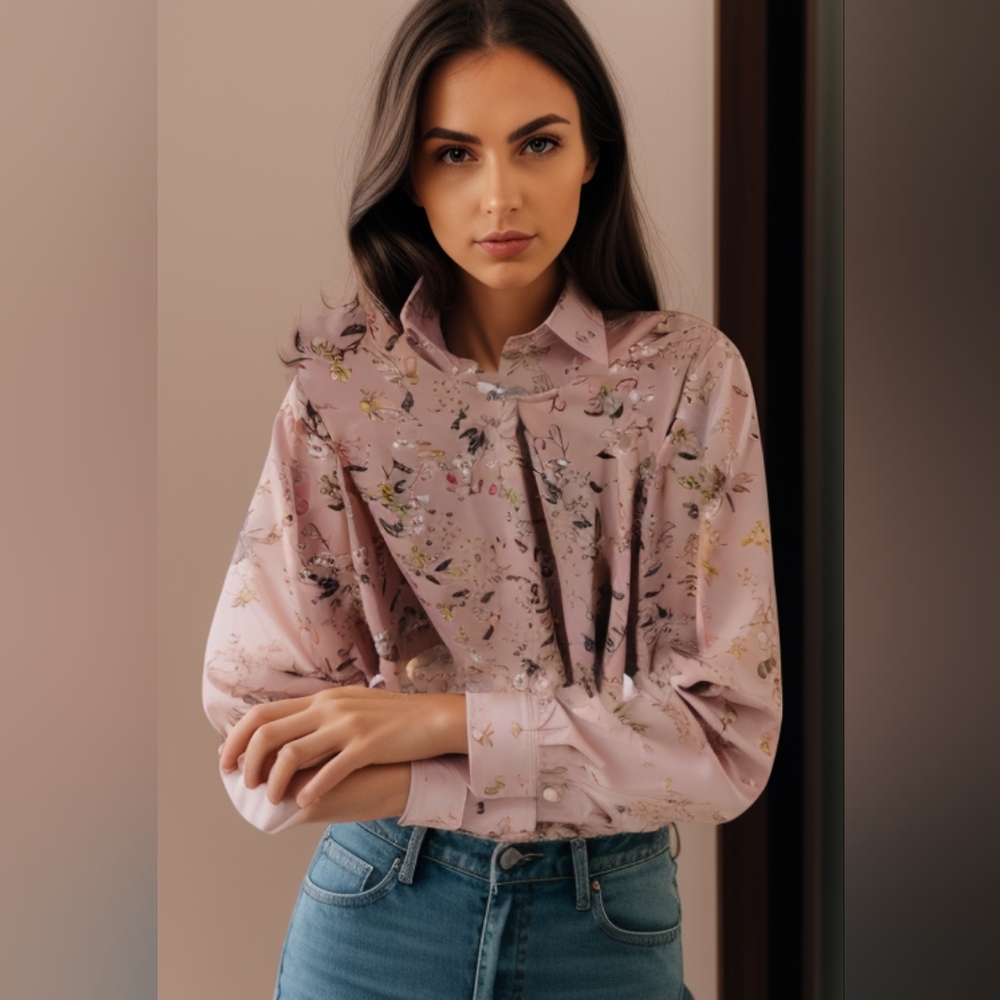LC Lauren Conrad Pink Floral blouse